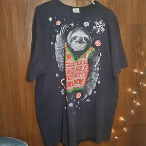 Dec. 25th Christmas Sloth Black Tshirt